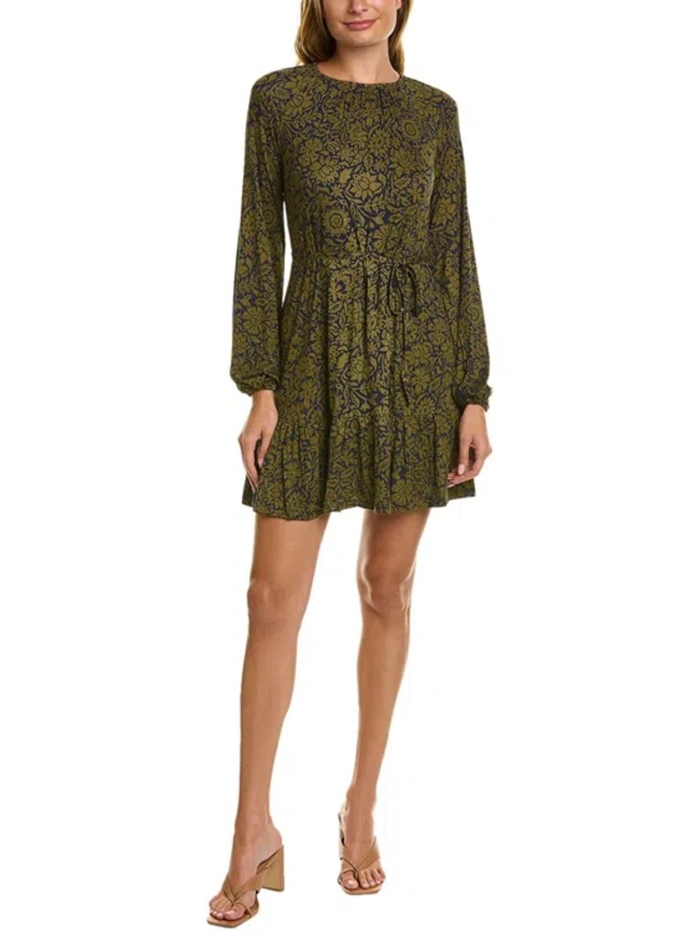 BODEN Jersey Printed Long Sleeve Crewneck Belted Mini Dress Size 6 NWT